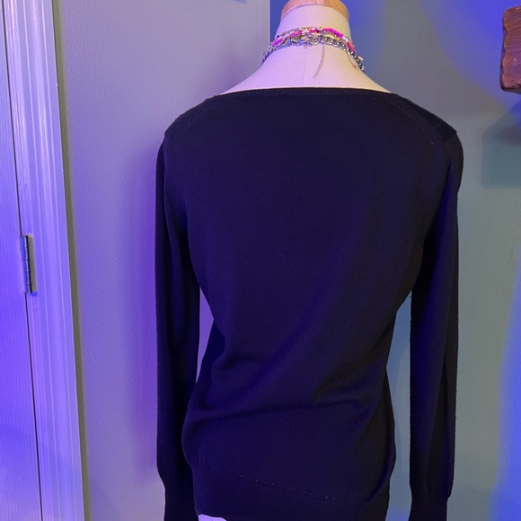 Luxury knit cardigan Merino/cashmere with silk ribbon and Swarovski crystals - Picture 5 of 9